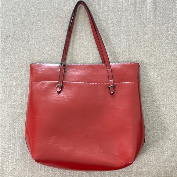 Red Tote Bag Laptop Bag Faux Leather NEW! - Picture 2 of 7